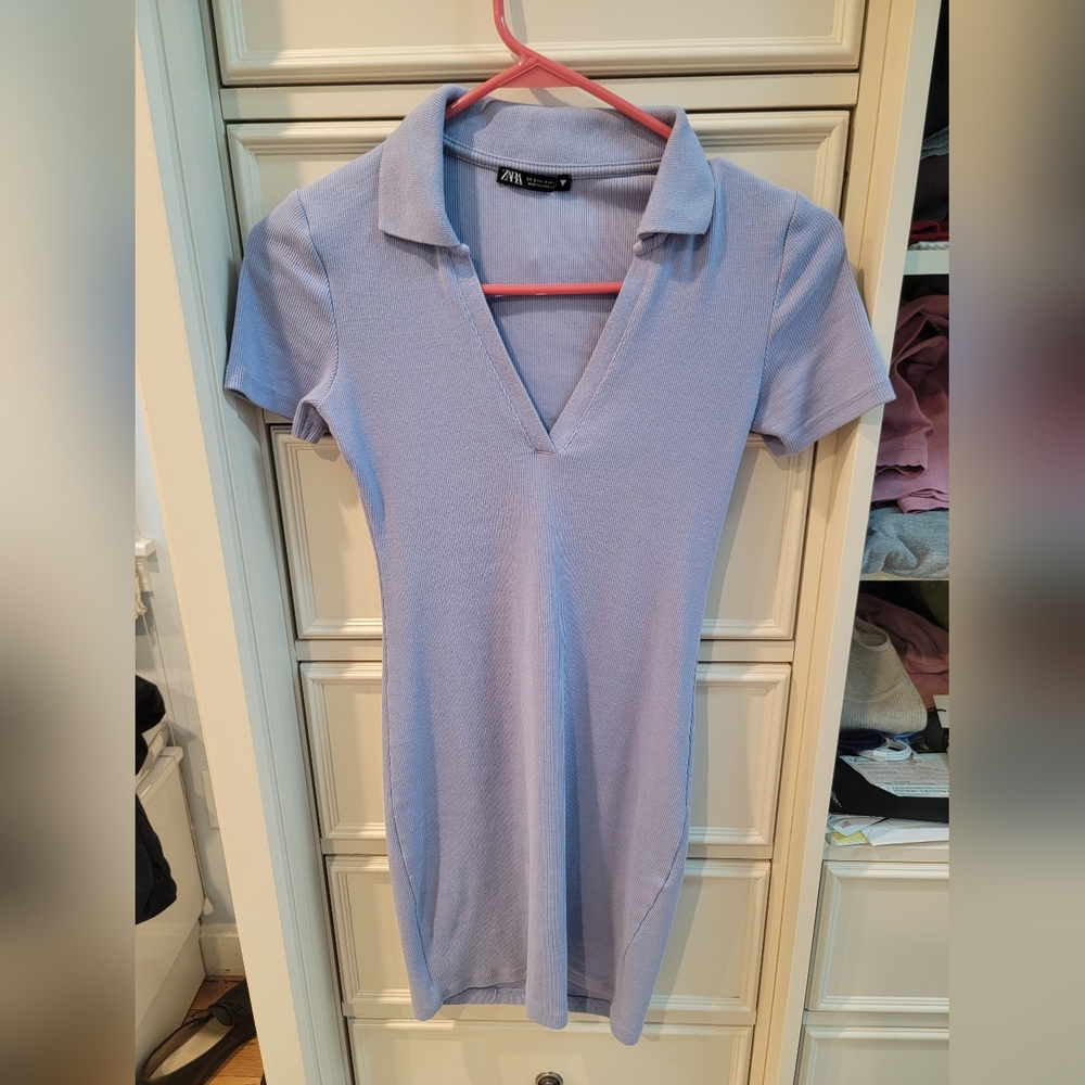 Zara Women's Light Purple V-Neck Tunic